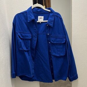 Zara Cobalt Blue Utility Shirt Jacket